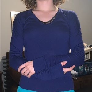 Lands end 100% merino wool navy sweater